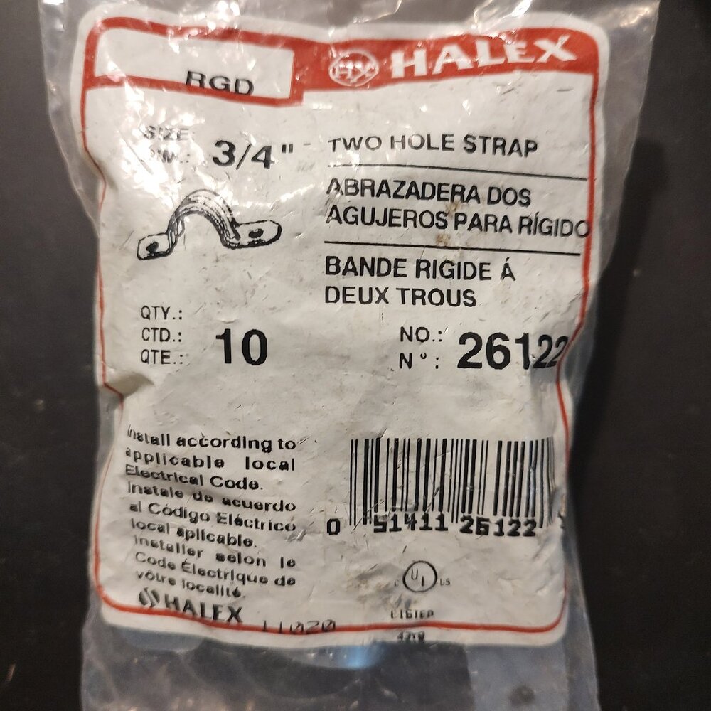 Halex 26122, 3/4in, Two Hole Strap 10-Pack  *NEW*